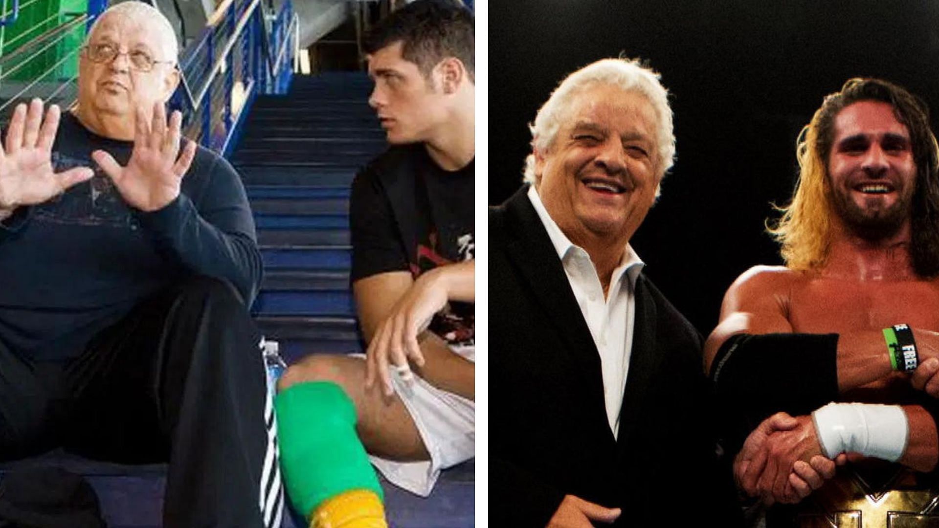 Dusty Rhodes with Cody and Seth, respectively